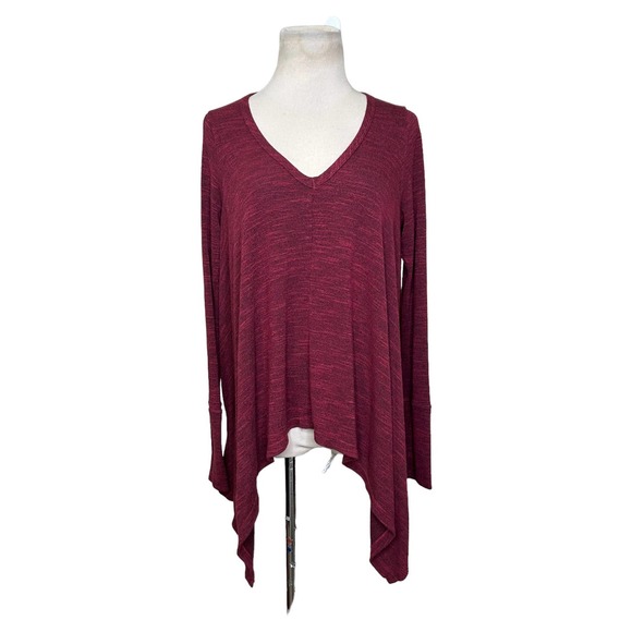 Gypsy 05 heathered red long sleeves asymmetrical v neck top size XS - Picture 7 of 9